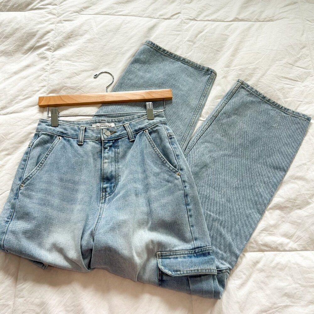 The Frankie Shop Kai High-Rise Wide-Leg Cargo Jeans Light Wash Size Small - Picture 5 of 8